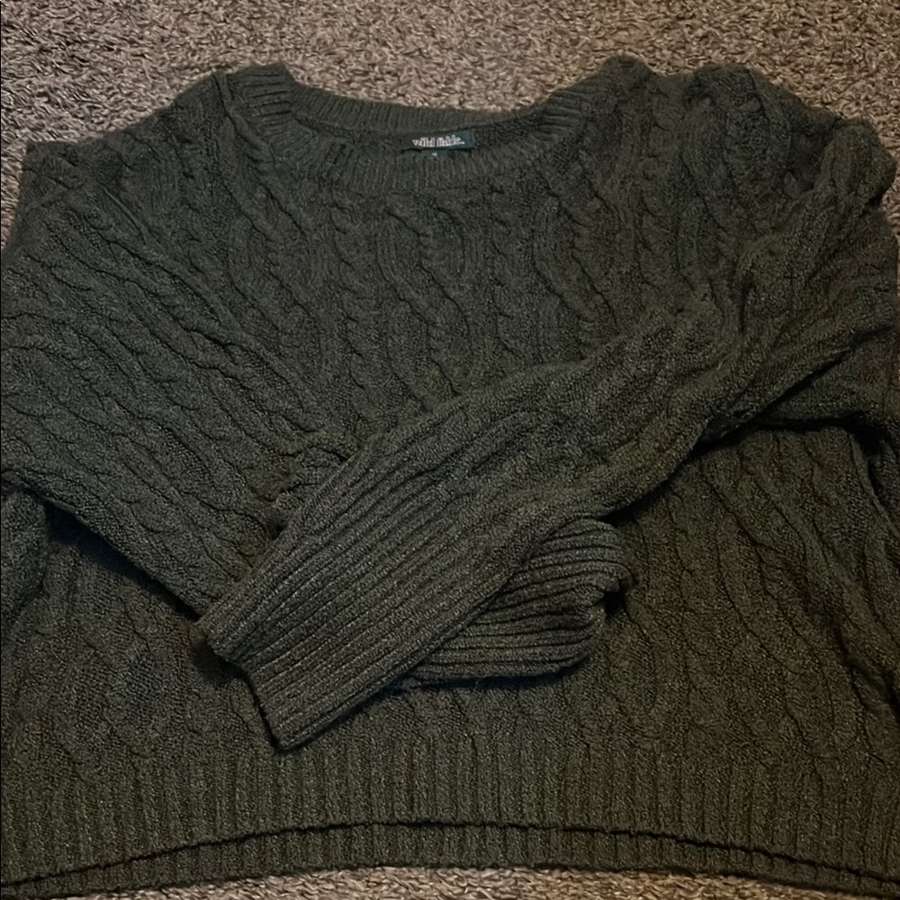 Olive Green Cable Knit Sweater